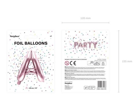 Balon foliowy Litera A, 35cm, Rose Gold różowe złoto Balon foliowy Litera A, 35cm, Rose Gold różowe złoto