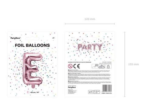 Balon foliowy Litera E, 35cm, Rose Gold różowe złoto Balon foliowy Litera E, 35cm, Rose Gold różowe złoto