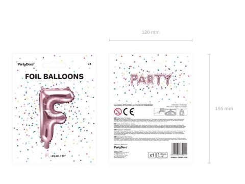 Balon foliowy Litera F, 35cm, Rose Gold różowe złoto Balon foliowy Litera F, 35cm, Rose Gold różowe złoto