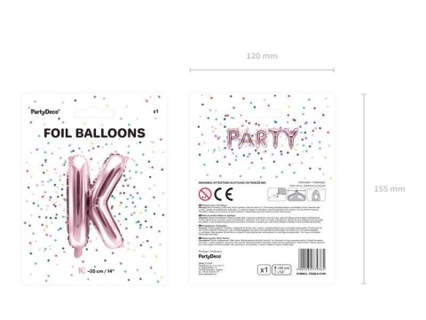 Balon foliowy Litera K, 35cm, Rose Gold różowe złoto Balon foliowy Litera K, 35cm, Rose Gold różowe złoto
