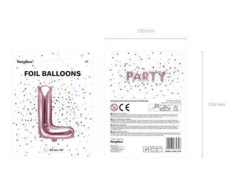 Balon foliowy Litera L, 35cm, Rose Gold różowe złoto Balon foliowy Litera L, 35cm, Rose Gold różowe złoto