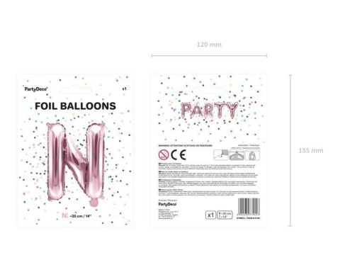 Balon foliowy Litera N, 35cm, Rose Gold różowe złoto Balon foliowy Litera N, 35cm, Rose Gold różowe złoto