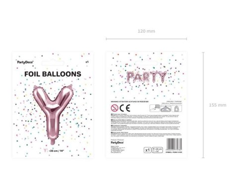 Balon foliowy Litera Y, 35cm, Rose Gold różowe złoto Balon foliowy Litera Y, 35cm, Rose Gold różowe złoto