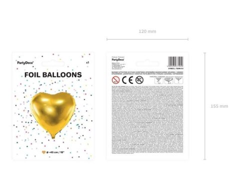 Balon foliowy Serce, 45cm, Złote Balon foliowy Serce, 45cm, Złote
