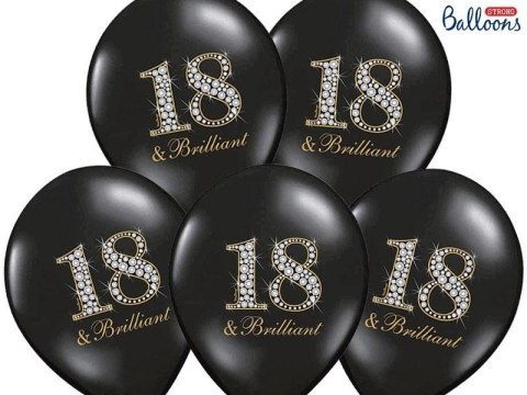 Balony Lateksowe, 18 Urodziny, Pastelowe Czarne, 30cm, 6szt. Balony Lateksowe, 18 Urodziny, Pastelowe Czarne, 30cm, 6szt.