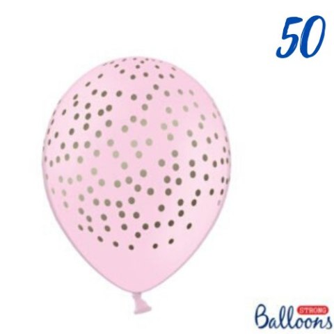 Balony Lateksowe, Pudrowy Róż w Złote Kropki, 30cm (1 op. / 50 szt.) Balony Lateksowe, Pudrowy Róż w Złote Kropki, 30cm (1 op. / 50 szt.)