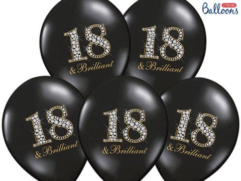 Balony Strong, urodzinowe 18 & Brilliant, Czarne 30cm, 50 szt. Balony Strong, urodzinowe 18 & Brilliant, Czarne 30cm, 50 szt.