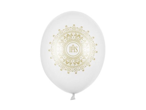 Balony lateksowe IHS na Komunię Świętą, 30cm, Białe Metaliczne (1 op. / 6 szt.) Balony lateksowe IHS na Komunię Świętą, 30cm, Białe Metaliczne (1 op. / 6 szt.)