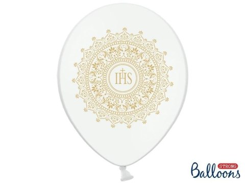 Balony lateksowe IHS na Komunię Świętą, 30cm, Białe Metaliczne (1 op. / 6 szt.) Balony lateksowe IHS na Komunię Świętą, 30cm, Białe Metaliczne (1 op. / 6 szt.)
