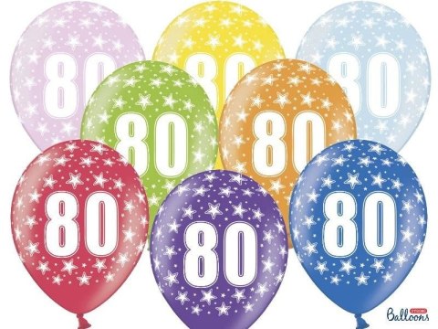 Balony lateksowe z Cyfrą '80', 30cm, Metaliczne, mix różne kolory (1 op. / 6 szt.) Balony lateksowe z Cyfrą '80', 30cm, Metaliczne, mix różne kolory (1 op. / 6 szt.)
