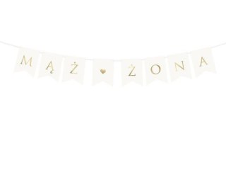 Baner Mąż Żona, na wesele, biały, 15 x 110 cm