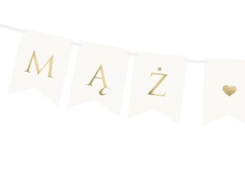 Baner Mąż Żona, na wesele, biały, 15 x 110 cm Baner Mąż Żona, na wesele, biały, 15 x 110 cm