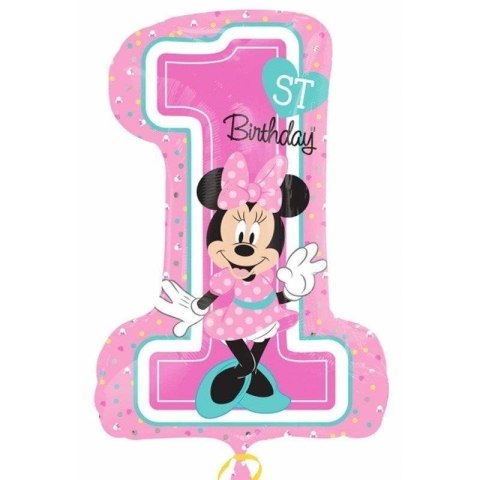 Cyfra 1 Balon Foliowy na Roczek Różowy 71 cm - Myszka Minnie Cyfra 1 Balon Foliowy na Roczek Różowy 71 cm - Myszka Minnie