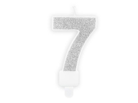 Świeczka urodzinowa Cyferka 7, srebrny Świeczka urodzinowa Cyferka 7, srebrny