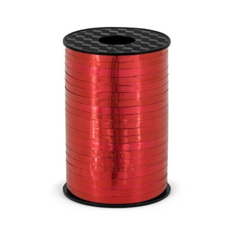 Wstążka plastikowa, Czerwona Metalizowana, 5mm/225m Wstążka plastikowa, Czerwona Metalizowana, 5mm/225m