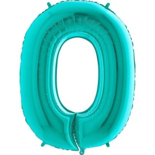Balon Foliowy Cyfra 0 Tiffany, Miętowy - 102 cm Grabo