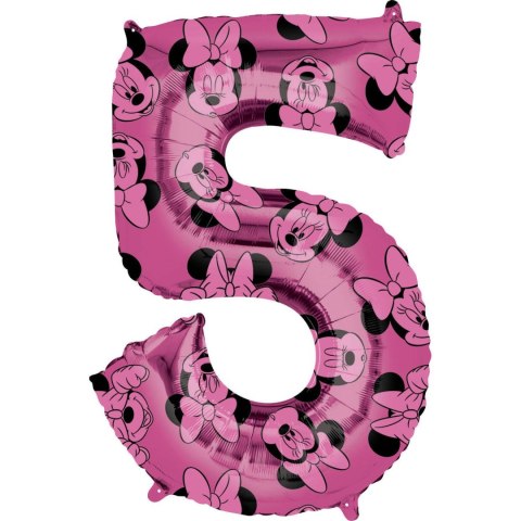 Balon Foliowy Cyfra 5 Myszka Minnie 66 cm Balon Foliowy Cyfra 5 Myszka Minnie 66 cm