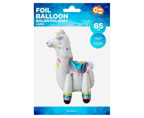 Balon Foliowy - Lama biała, stojąca, 3D 65 cm Balon Foliowy - Lama biała, stojąca, 3D 65 cm