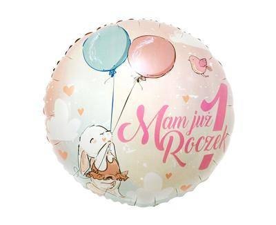 Balon Foliowy, Mam już 1 roczek, króliczek, 46 cm Balon Foliowy, Mam już 1 roczek, króliczek, 46 cm