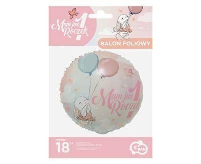 Balon Foliowy, Mam już 1 roczek, króliczek, 46 cm Balon Foliowy, Mam już 1 roczek, króliczek, 46 cm