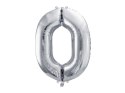 Balon foliowy Cyfra 0 srebrna, 86cm Balon foliowy Cyfra 0 srebrna, 86cm