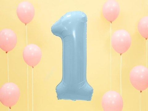 Balon foliowy Cyfra 1, 86cm, jasny niebieski Balon foliowy Cyfra 1, 86cm, jasny niebieski