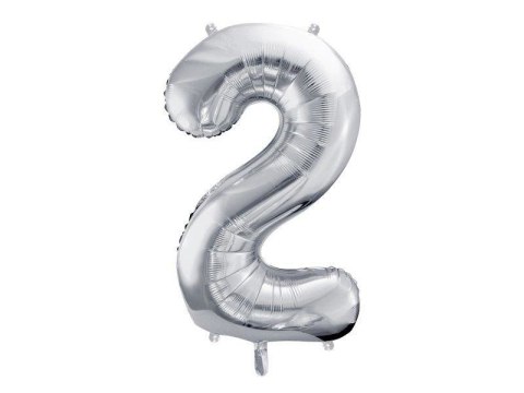 Balon foliowy Cyfra 2 srebrna, 86cm Balon foliowy Cyfra 2 srebrna, 86cm