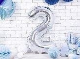 Balon foliowy Cyfra 2 srebrna, 86cm Balon foliowy Cyfra 2 srebrna, 86cm