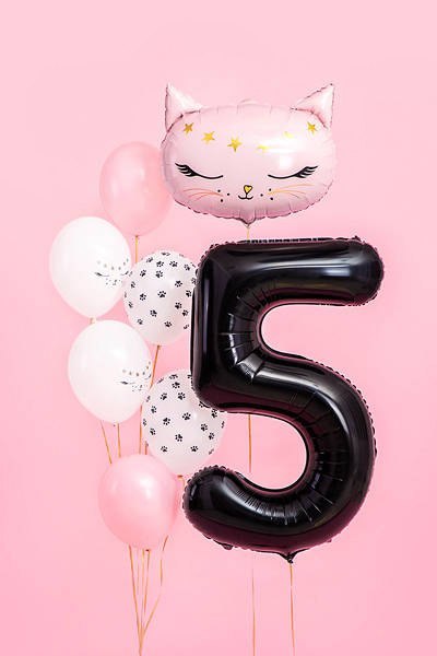 Balon foliowy Cyfra 5 czarna, 86cm Balon foliowy Cyfra 5 czarna, 86cm