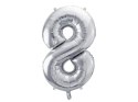 Balon foliowy Cyfra 8 srebrna, 86cm Balon foliowy Cyfra 8 srebrna, 86cm