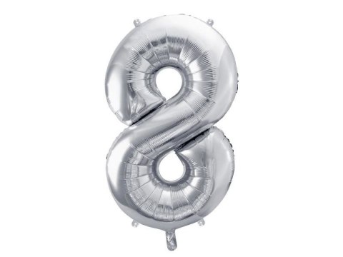 Balon foliowy Cyfra 8 srebrna, 86cm Balon foliowy Cyfra 8 srebrna, 86cm