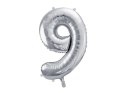 Balon foliowy Cyfra 9 srebrna, 86cm Balon foliowy Cyfra 9 srebrna, 86cm
