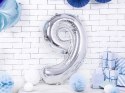 Balon foliowy Cyfra 9 srebrna, 86cm Balon foliowy Cyfra 9 srebrna, 86cm