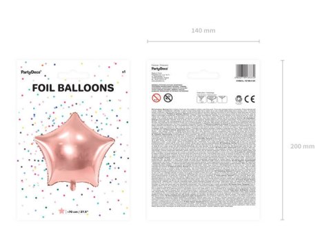 Balon foliowy Gwiazda, Rose Gold Różowe złoto 70 cm XXL Balon foliowy Gwiazda, Rose Gold Różowe złoto 70 cm XXL