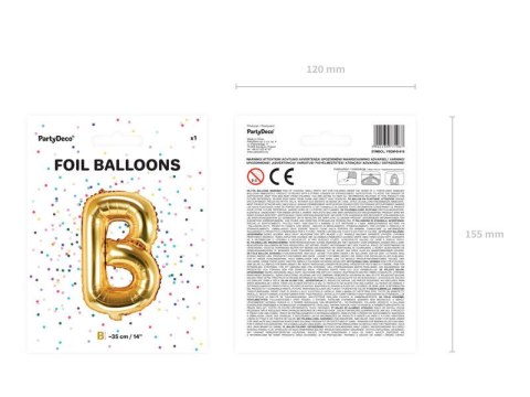 Balon foliowy Litera B, 35cm, Złota Balon foliowy Litera B, 35cm, Złota