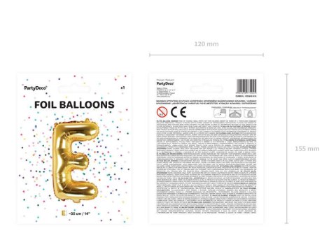Balon foliowy Litera E, 35cm, Złota Balon foliowy Litera E, 35cm, Złota