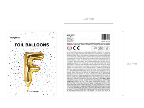 Balon foliowy Litera F, 35cm, Złota Balon foliowy Litera F, 35cm, Złota