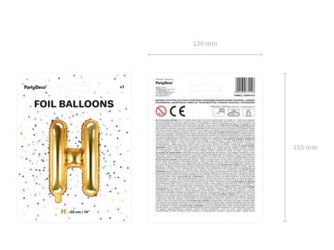 Balon foliowy Litera H, 35cm, Złota Balon foliowy Litera H, 35cm, Złota