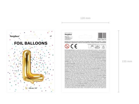 Balon foliowy Litera L 35cm, Złota Balon foliowy Litera L 35cm, Złota