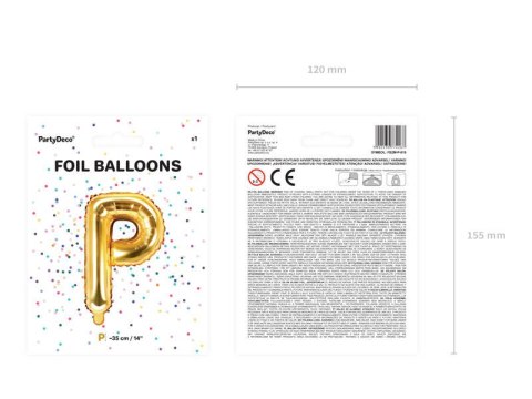 Balon foliowy Litera P 35cm, Złota Balon foliowy Litera P 35cm, Złota