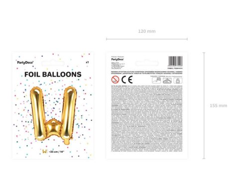 Balon foliowy Litera W 35cm, Złota Balon foliowy Litera W 35cm, Złota