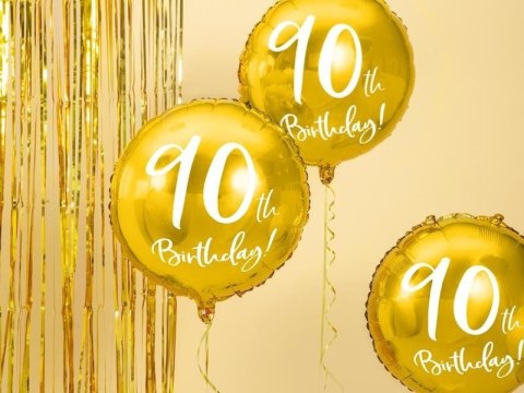 Balon foliowy na dziewięćdziesiątkę, 90th Birthday, złoty, 45cm Balon foliowy na dziewięćdziesiątkę, 90th Birthday, złoty, 45cm
