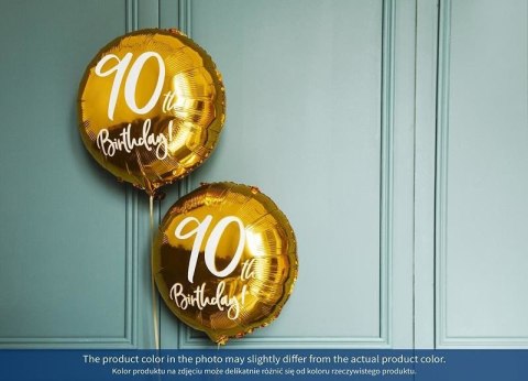 Balon foliowy na dziewięćdziesiątkę, 90th Birthday, złoty, 45cm Balon foliowy na dziewięćdziesiątkę, 90th Birthday, złoty, 45cm
