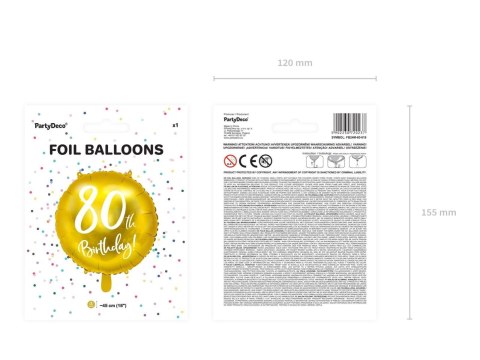 Balon foliowy na dziewięćdziesiątkę, 90th Birthday, złoty, 45cm Balon foliowy na dziewięćdziesiątkę, 90th Birthday, złoty, 45cm