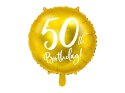 Balon foliowy urodzinowy 50th Birthday, złoty, 45cm