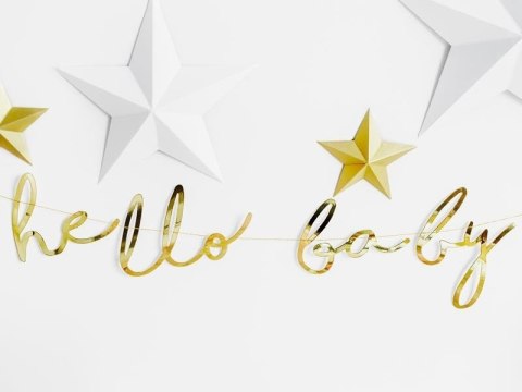 Baner Little Star - Hello Baby, złoty, 18x70cm