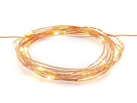 Lampki LED, ciepłe białe, na druciku miedzianym, 20 diod Lampki LED, ciepłe białe, na druciku miedzianym, 20 diod