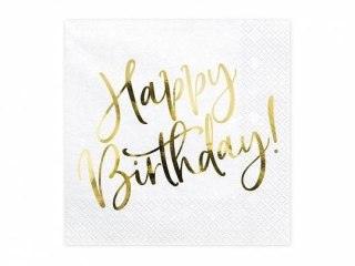 Serwetki urodzinowe z napisem Happy Birthday, 33cm, 20 szt.