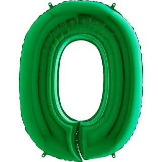 Balon foliowy Cyfra 0 Zielona - 102 cm Grabo