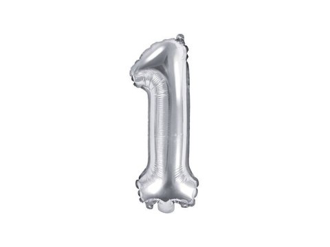 Balon foliowy Cyfra 1, 35cm, srebrny Balon foliowy Cyfra 1, 35cm, srebrny